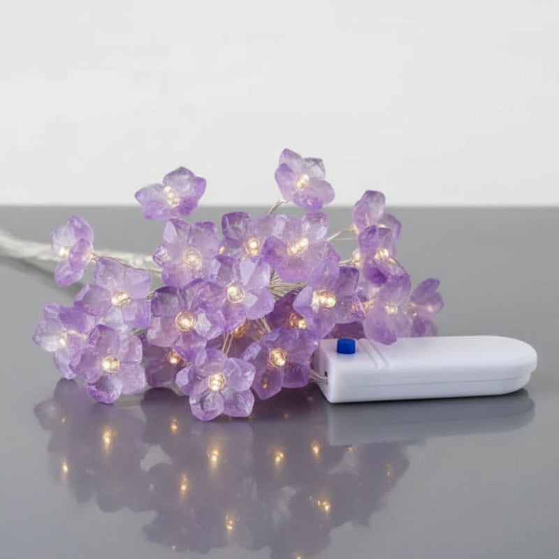 guirlande pierre de sel Fleur D'Améthyste Energy lampe naturelle apaisante