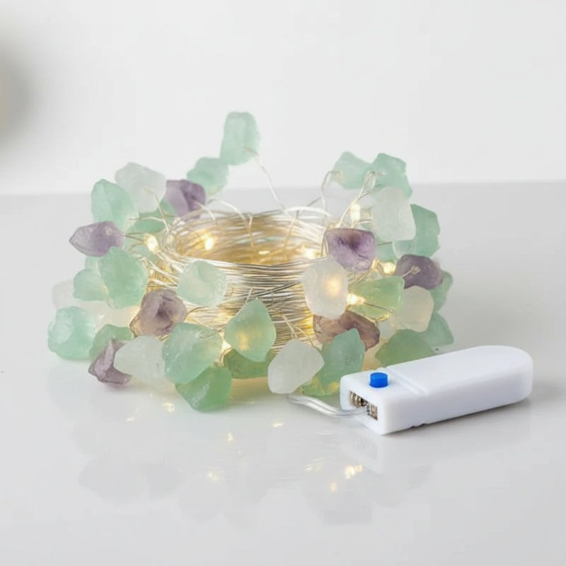 Lumière chaude relaxante guirlande lampe sel Fluorine Verte