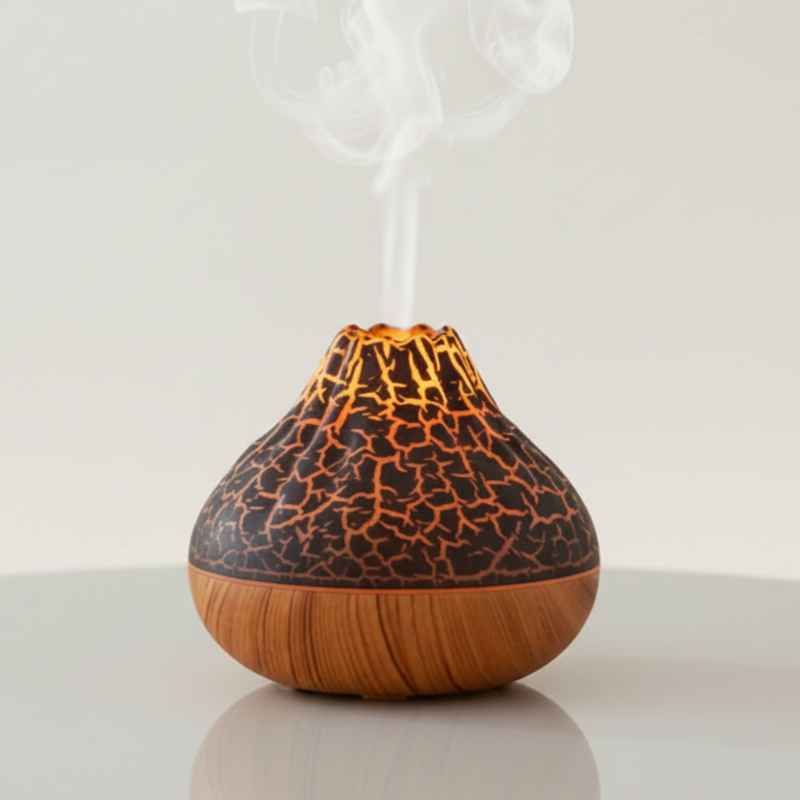 Humidificateur d'air volcan 300ml design craquelé bois diffusant brume
