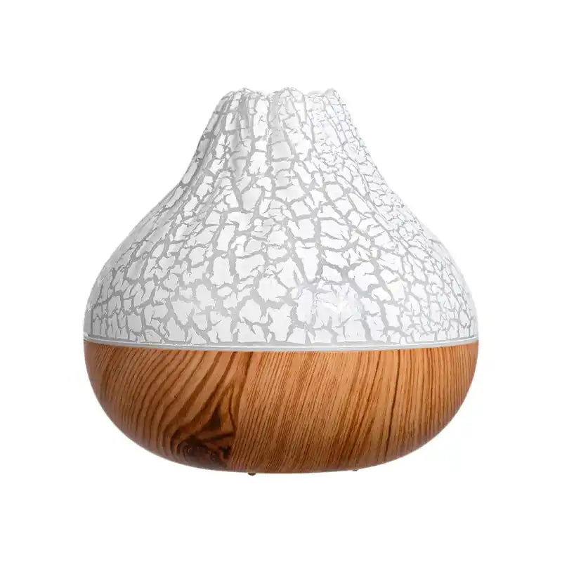 Design naturel bois de l'humidificateur volcan éclairé