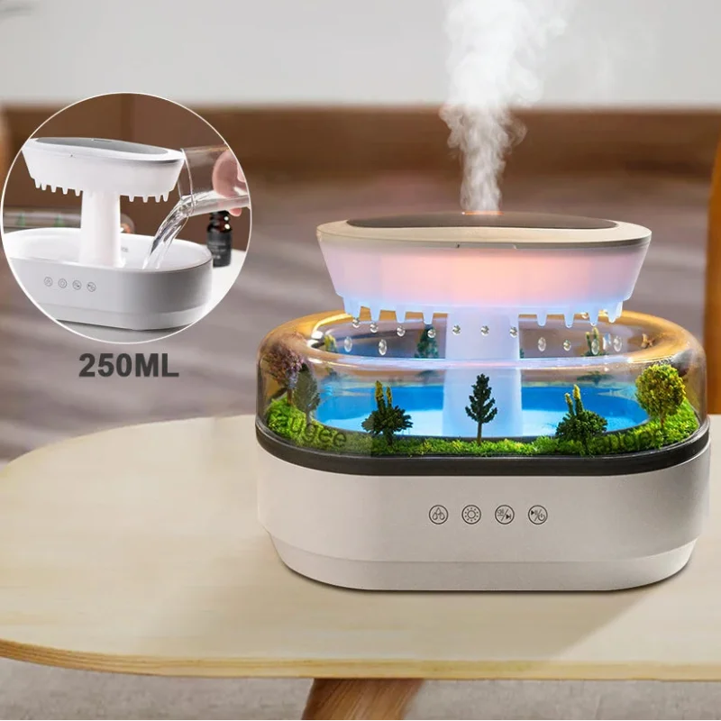 Humidificateur nuage avec effet pluie LED 7 couleurs pour chambre