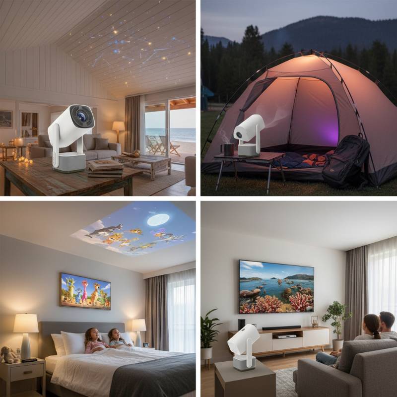 projection 4K nette sur mur avec projecteur 4K intelligent