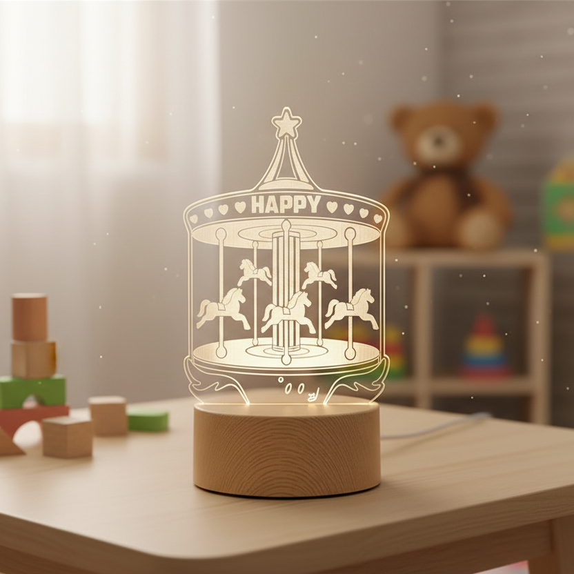 Lampe 3D Carrousel Veilleuse de rêve