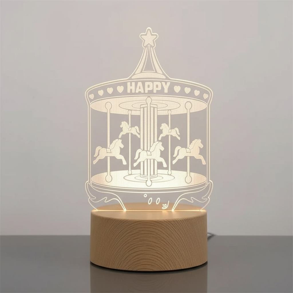 Lampe 3D Carrousel Veilleuse de rêve