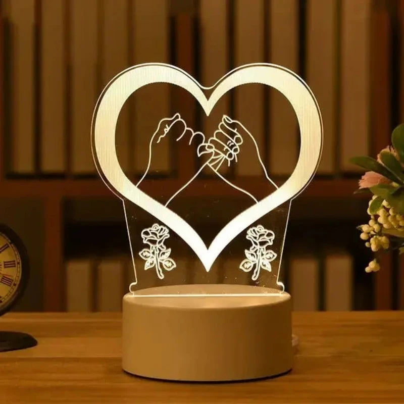 Lampe 3D Amitié En Forme De Coeur | Lampe 3D Amitié Sincère