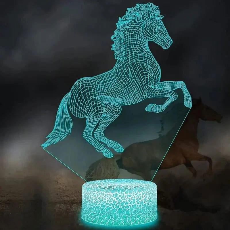 Veilleuse cheval 3D blanche diffusant lumière douce et apaisante