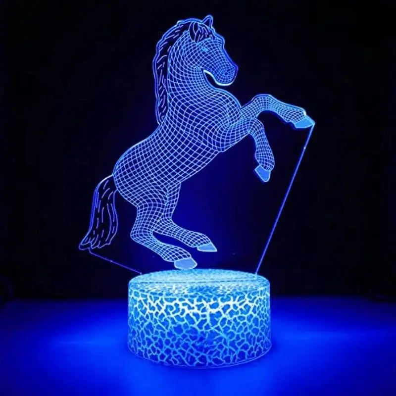 Veilleuse de rêve | Lampe 3D | Chevaux Bleu Fonce