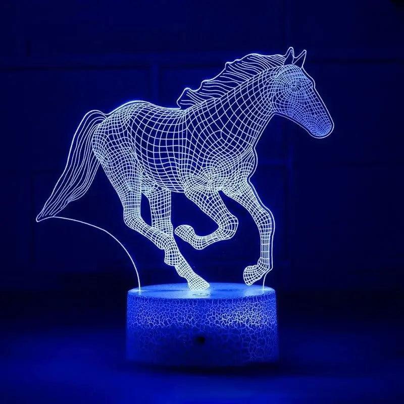 Lampe cheval LED multicolore diffusant différentes teintes lumineuses