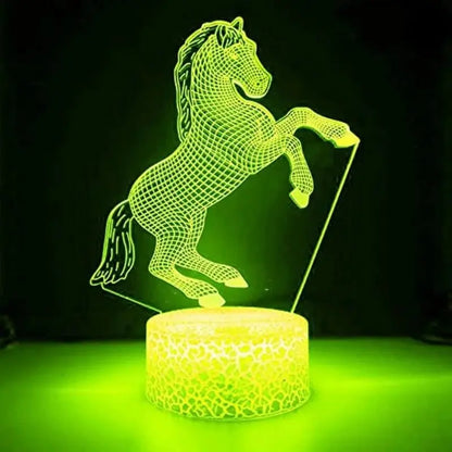 Veilleuse de rêve | Lampe 3D | Chevaux Néon Jaune