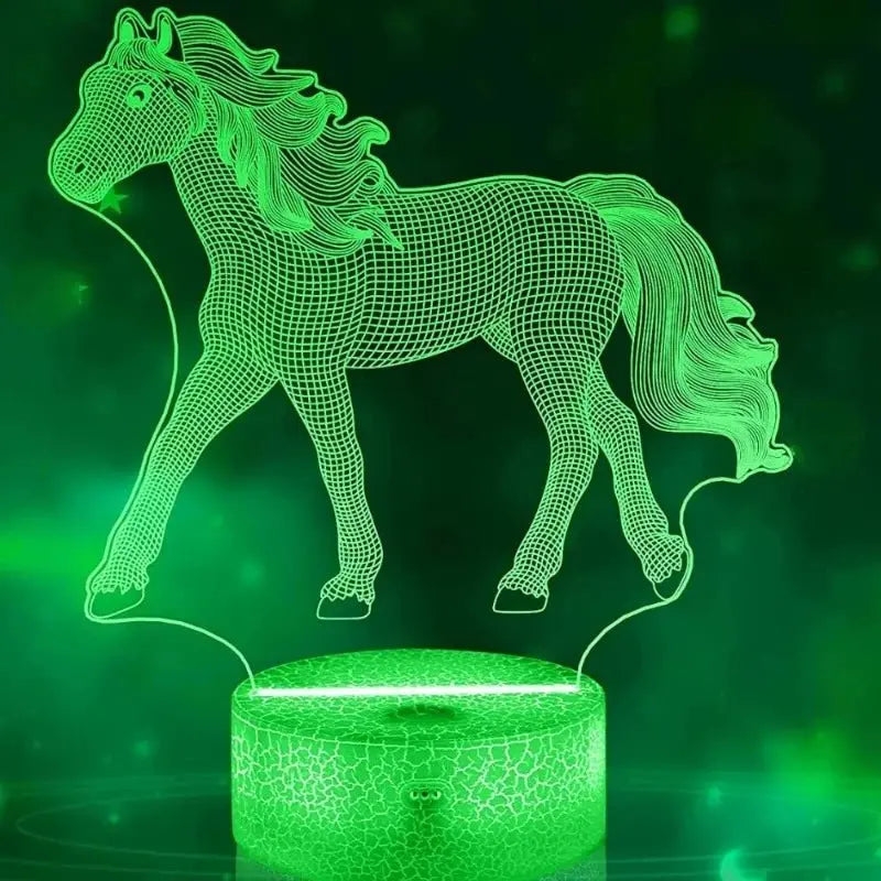 Veilleuse de rêve | Lampe 3D | Chevaux Vert