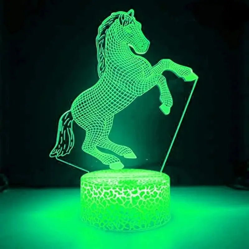 Veilleuse de rêve | Lampe 3D | Chevaux Néon Vert