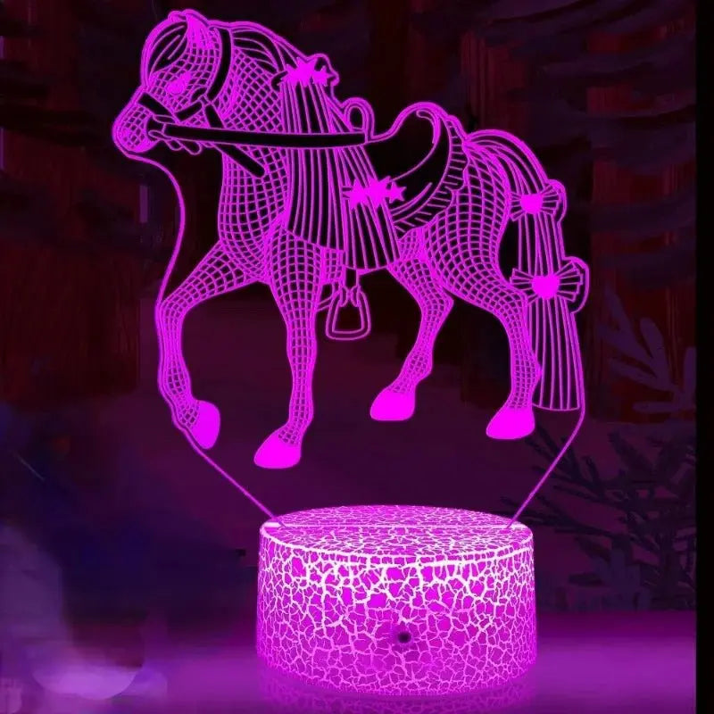 Veilleuse de rêve | Lampe 3D | Chevaux Violet