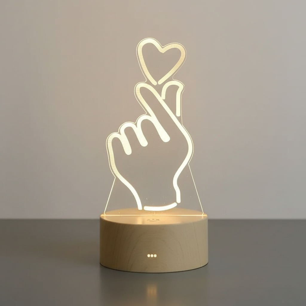 Lampe 3D Coeur Au Bout des Doigts Veilleuse de rêve