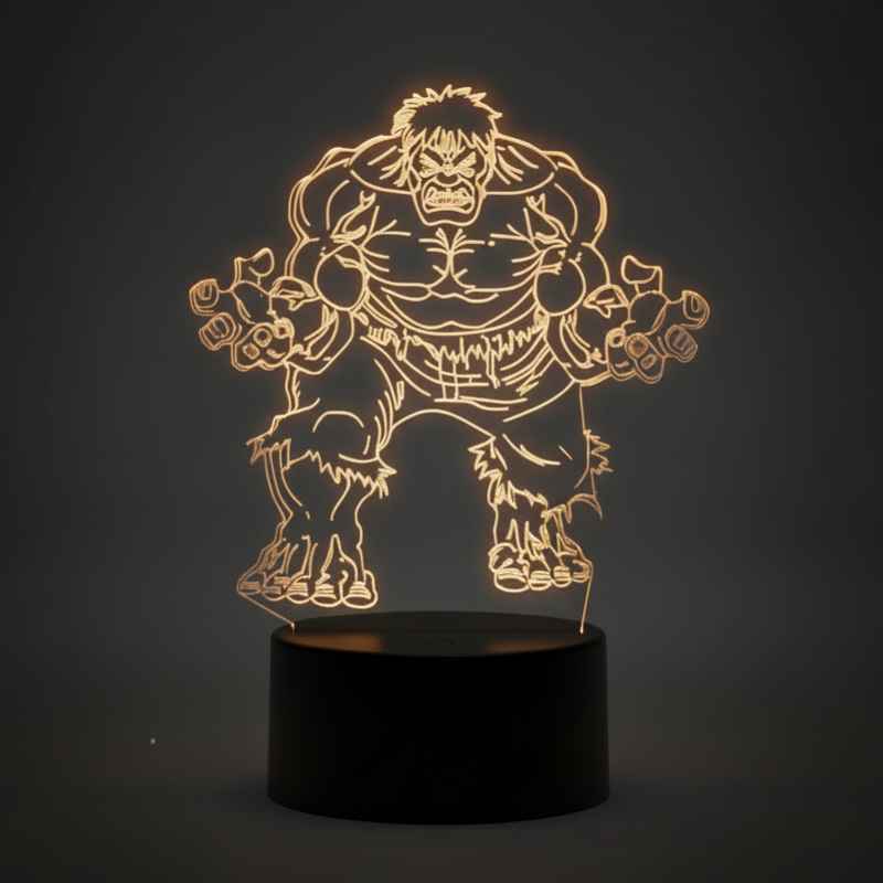 lampe 3D Hulk effet lumineux LED vert intense
