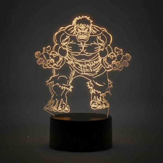 lampe 3D Hulk effet lumineux LED vert intense