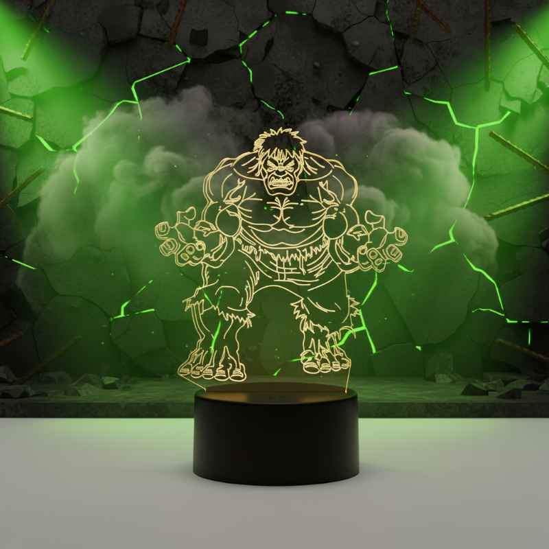 lampe 3D Hulk déco chambre enfant super‑héros
