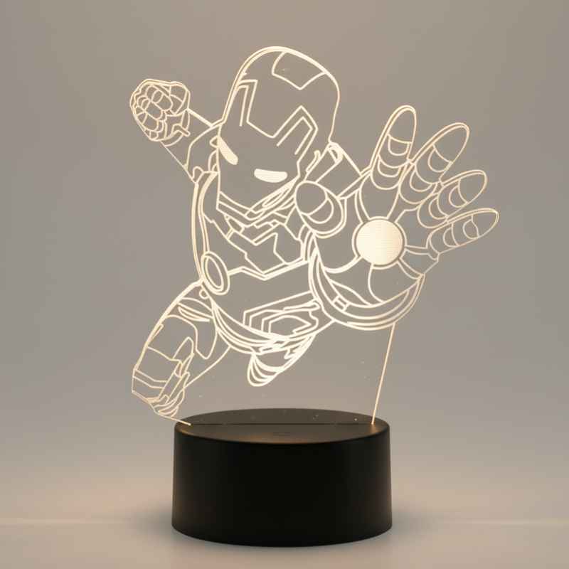 lampe 3D Iron Man LED effet lumineux rouge réaliste