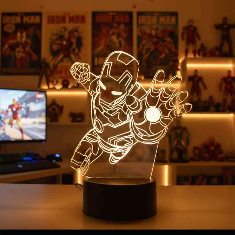 lampe 3D Iron Man à poser sur bureau design moderne