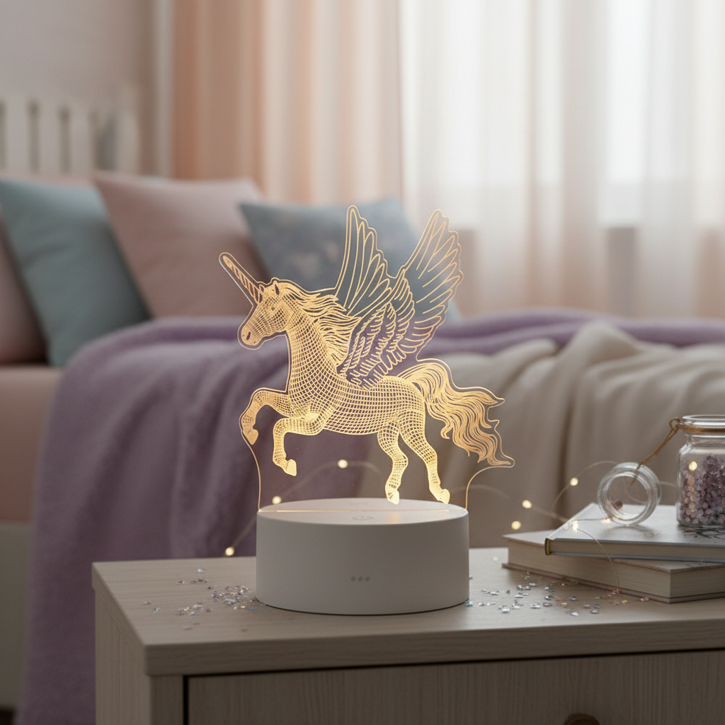 Lampe 3D Licorne Veilleuse de rêve