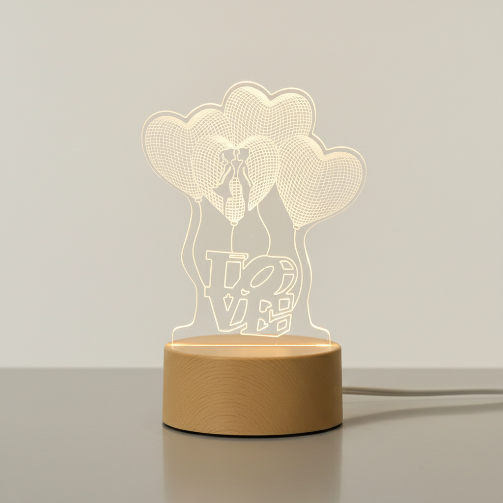 Lampe 3D Love Ballon D'amour Veilleuse de rêve