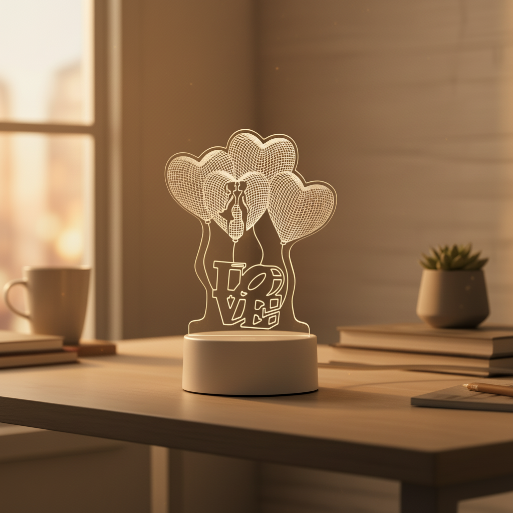 Lampe 3D Love Ballon D'amour Veilleuse de rêve