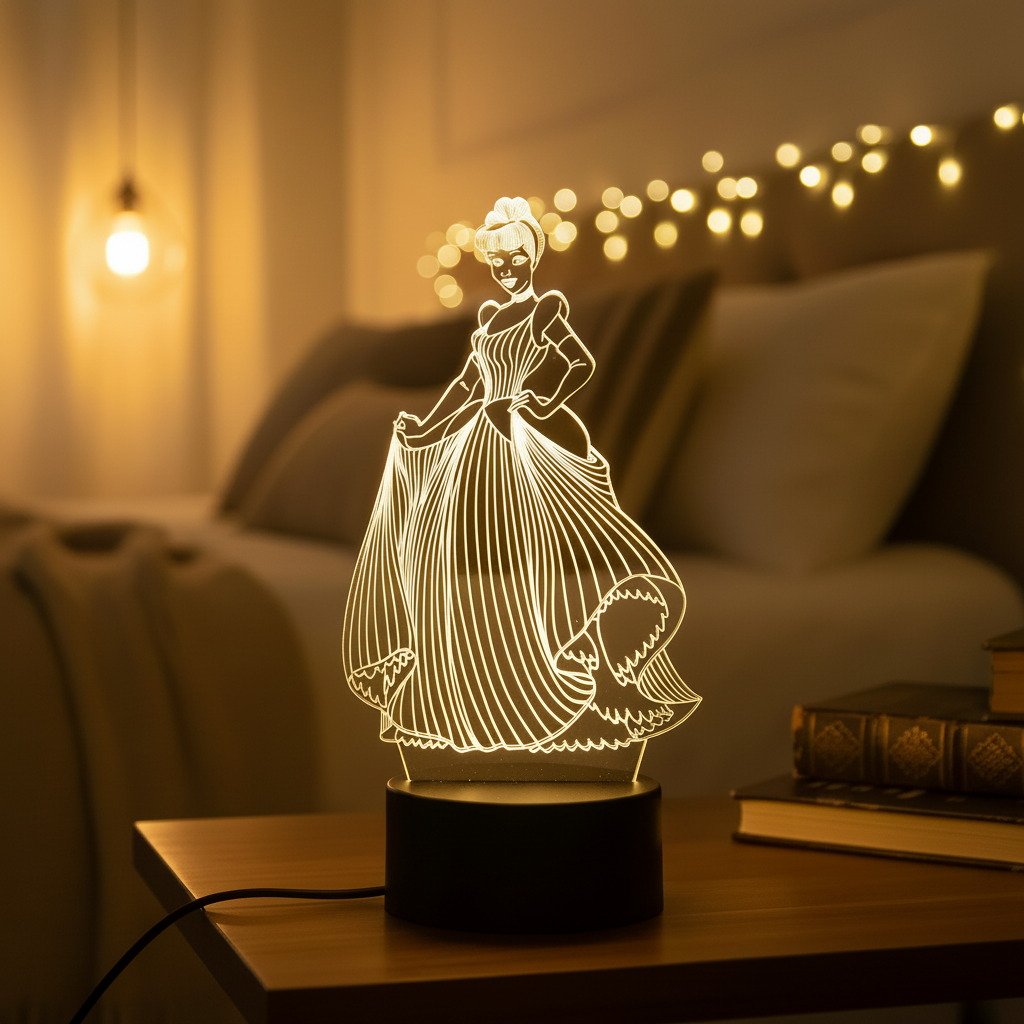 Lampe 3D Lumineuse Princesse Veilleuse de rêve