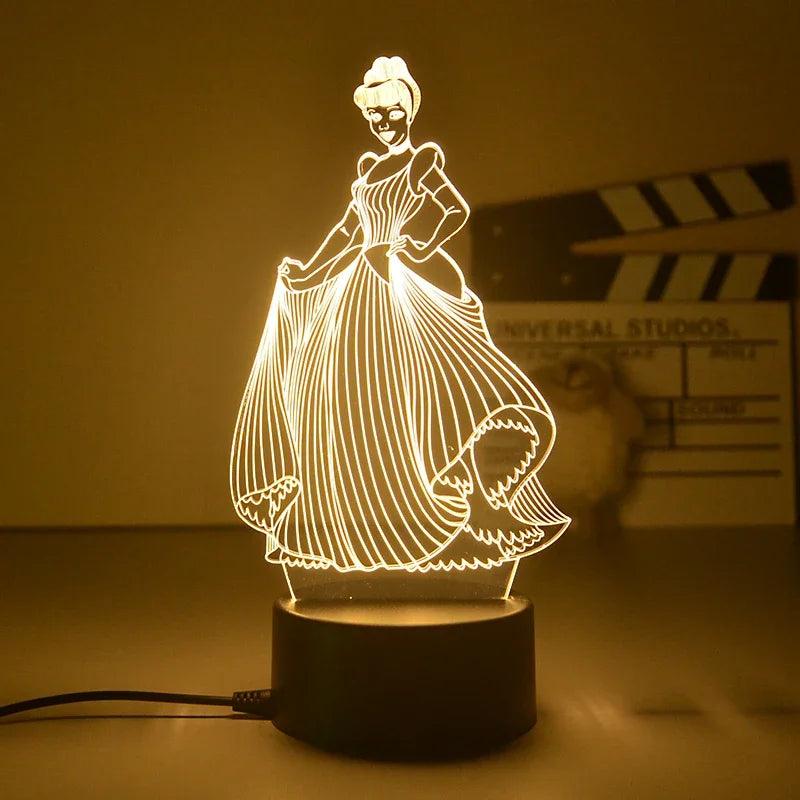 Lampe 3D Lumineuse Princesse - Veilleuse de rêve 