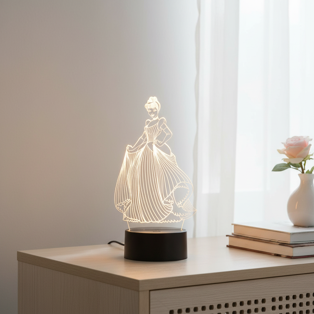 Lampe 3D Lumineuse Princesse Veilleuse de rêve