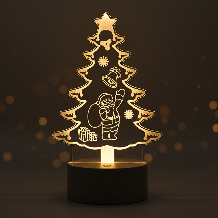 Lampe 3D Sapin Noel Veilleuse de rêve
