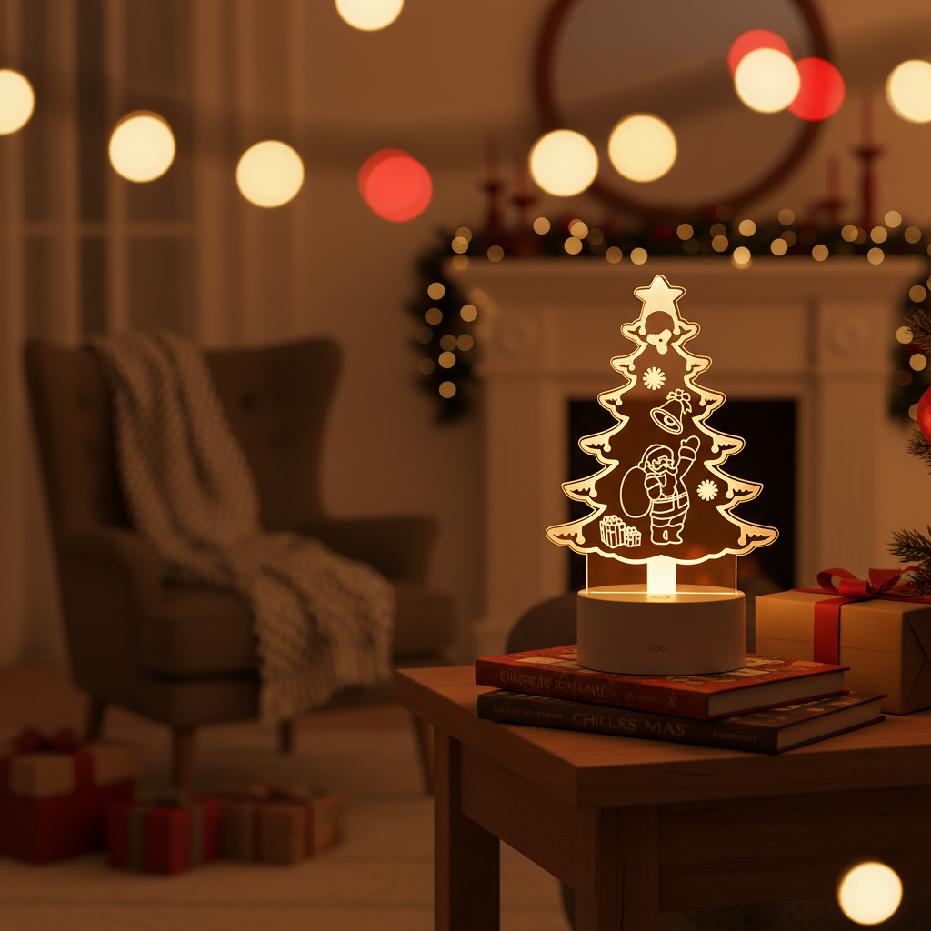 Lampe 3D Sapin Noel Veilleuse de rêve