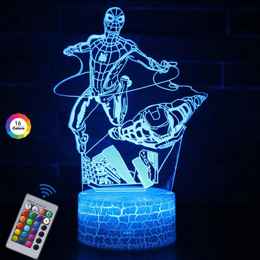 Lampe 3D Spider-Man et Iron Man - Veilleuse de rêve 