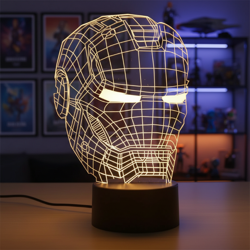lampe 3D casque Iron Man décorative pour bureau ou gaming room