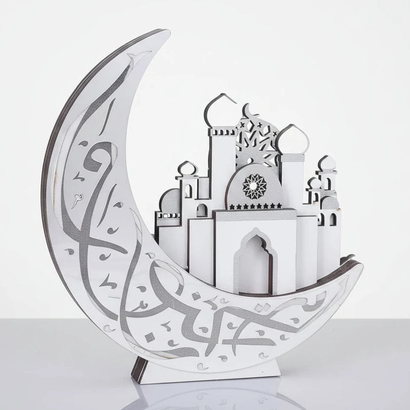lampe aïd bois led deco iftar ramadan soirée familiale argentee