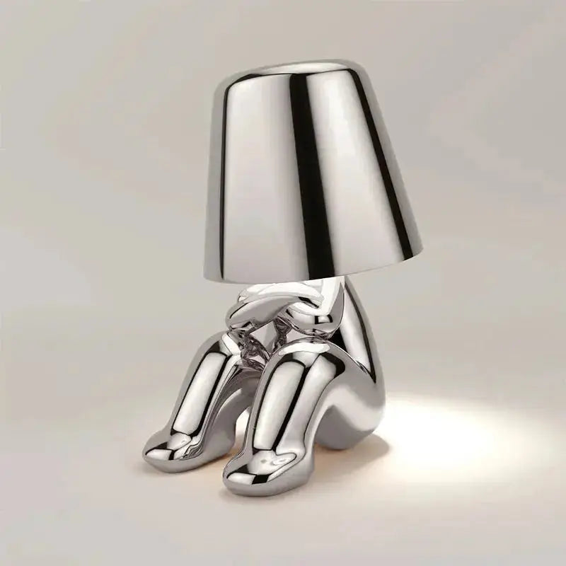 Veilleuse de rêve  Lampe De Chevet Design | Petit Bonhomme Argent Assis Veilleuse de rêve Lampe de chevet design