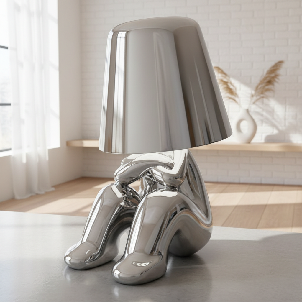 Lampe Bonhomme Design Argent Assis Veilleuse de rêve