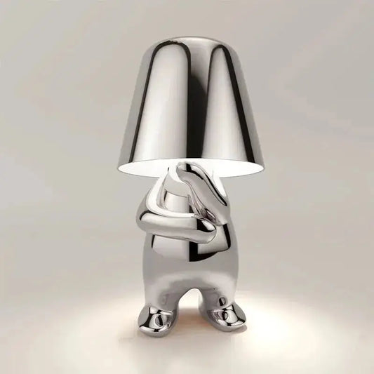 Veilleuse de rêve  Lampe De Chevet Design | Petit Homme Chromé Réflecteur Veilleuse de rêve Lampe de chevet design