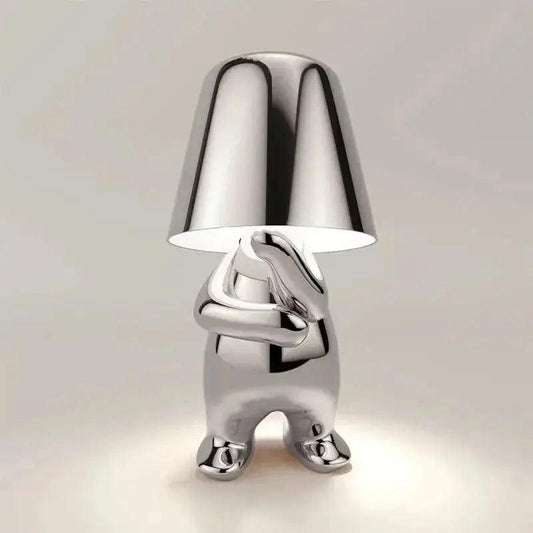 Lampe Bonhomme Design Argenté Pensant - Veilleuse de rêve