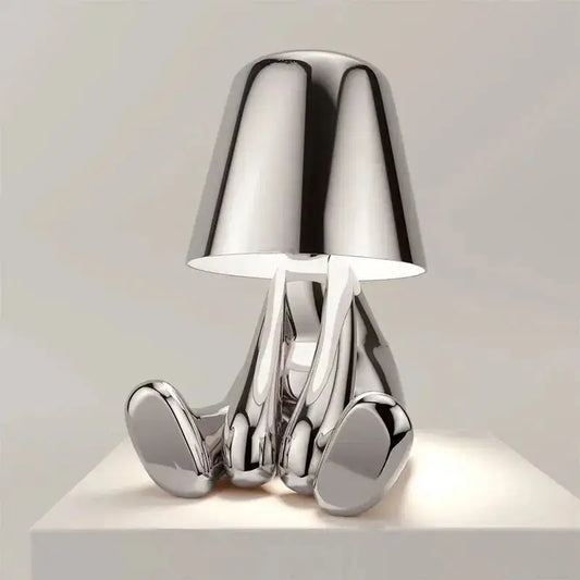 Veilleuse de rêve  Lampe De Chevet Design | Petit Bonhomme Argent Assis Veilleuse de rêve Lampe de chevet design