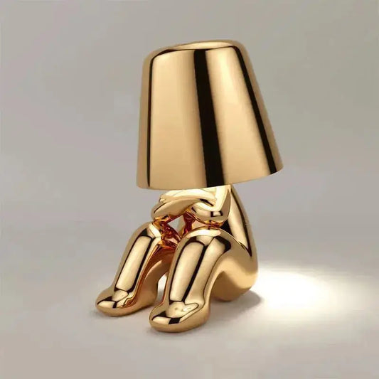 Veilleuse de rêve  Lampe De Chevet Design | Petit Homme Doré Bras Croisés Veilleuse de rêve Lampe de chevet design