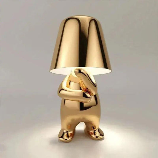 Lampe Bonhomme Design Doré Pensant - Veilleuse de rêve