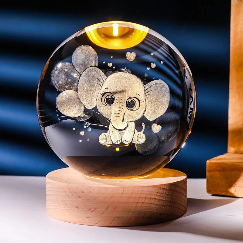 Lampe Boule Cristal Éléphant