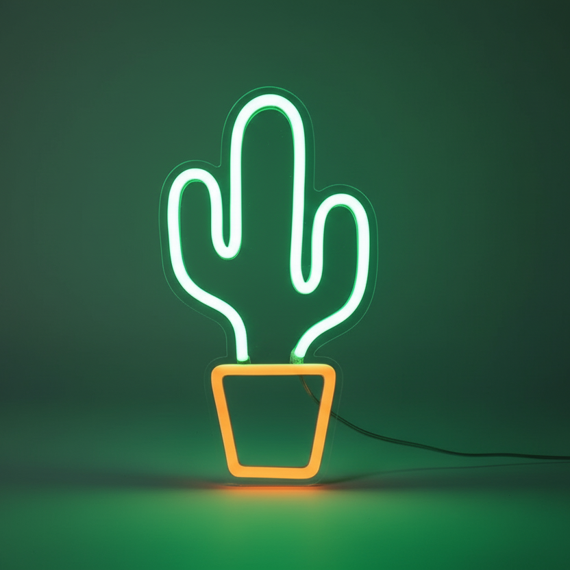 Lampe Cactus Néon Murale Veilleuse de rêve