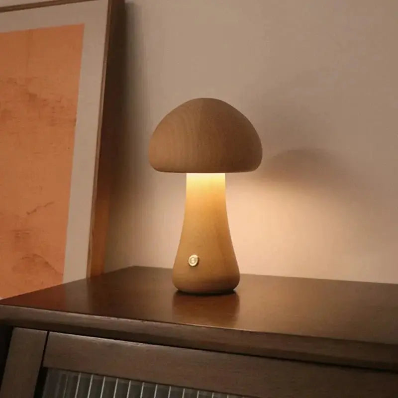 Veilleuse de rêve  Lampe Champignon | Tactile en Bois Veilleuse de rêve Lampe De Chevet Bois Lampe de chevet design Veilleuse Champignon