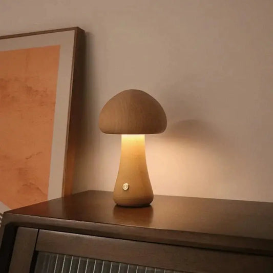 Veilleuse de rêve  Lampe Champignon | Tactile en Bois Veilleuse de rêve Lampe De Chevet Bois Lampe de chevet design Veilleuse Champignon