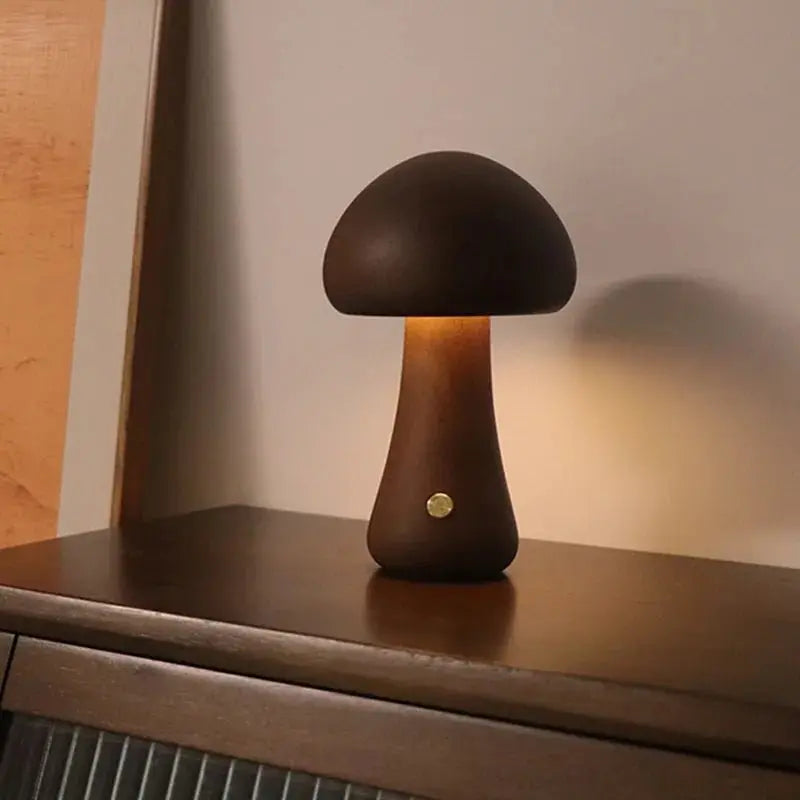 Veilleuse de rêve  Lampe Champignon | Tactile en Bois Veilleuse de rêve Lampe De Chevet Bois Lampe de chevet design Veilleuse Champignon