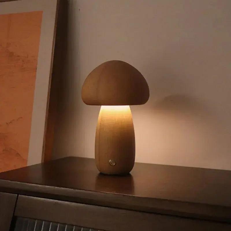 Lampe Champignon Bois Mignon - Veilleuse de rêve 