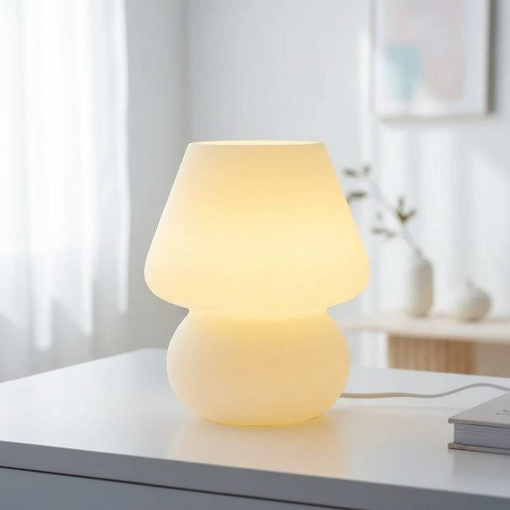 Lampe Champignon Verre Blanc Veilleuse de rêve
