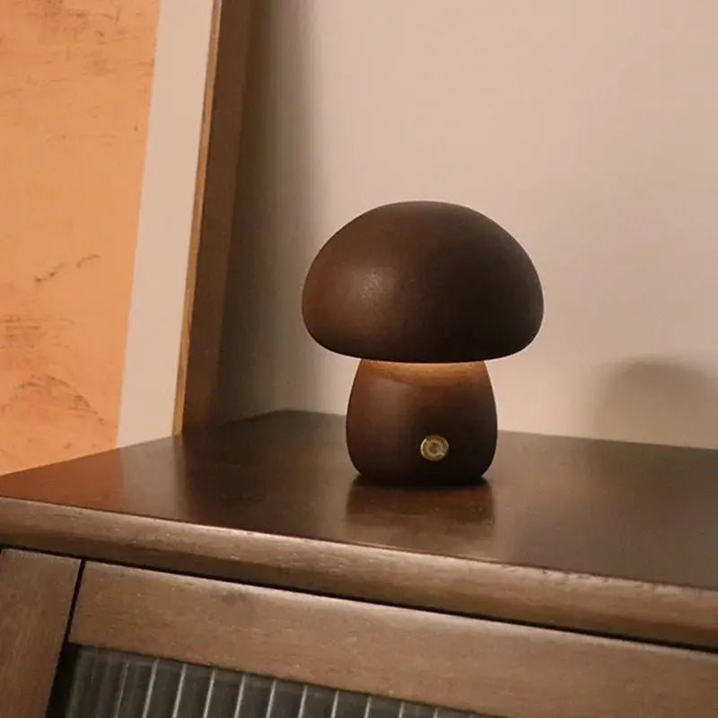 Veilleuse de rêve  Lampe Champignon | Tactile en Bois Veilleuse de rêve Lampe De Chevet Bois Lampe de chevet design Veilleuse Champignon