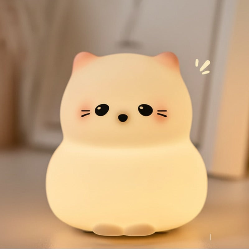 Lampe veilleuse chat mignon silicone chambre enfant autonomie 10h
