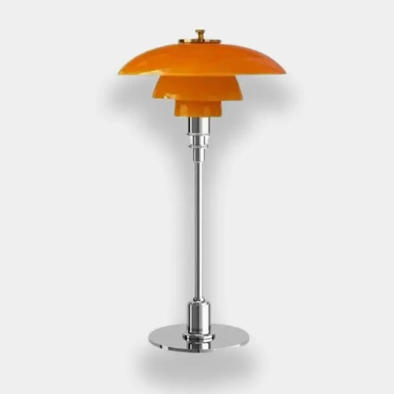 lampe champignon pate de verre orange fond blanc